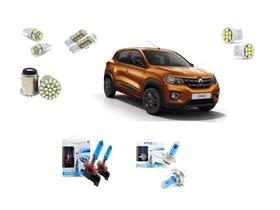 Kit Lâmpadas Leds + Farol Super Branca Kwid 2018/2021