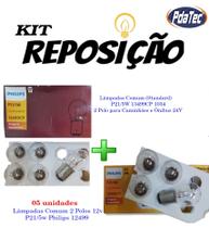 kit Lâmpadas Philips P21/5W P/Caminhão 13499CP 24v + Lâmpada 2 Polos 12v P21/5w 12499