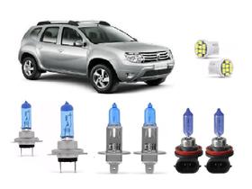 Kit Lâmpadas Renault Duster Super Branca Led Farol Milha