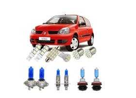 Kit Lâmpadas Super Branca Clio 2006 2007 2008 + Leds