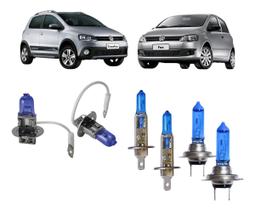 Kit lampadas super branca foco duplo para vw fox crossfox 12v 55w