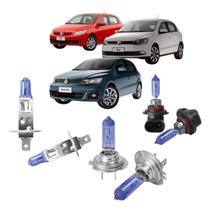 Kit lampadas super branca foco duplo para vw gol g5 g6 g7 12v 55w