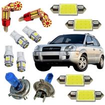 Kit Lâmpadas Super Branca H4 12v 60w 8500k Farol Alto Baixo e Leds Teto Placa Farolete Ré Pingão Torpedo Hyundai Tucson Kit Lâmpadas Super Branca H4 12v 60w 8500k Farol Alto Baixo e Leds Teto Placa Farolete Ré Pingão Torpedo Hyundai Tucson