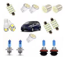 Kit Lampadas Super Branca + Led Farol/milha Honda Fit 04/17