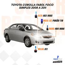 Kit Lâmpadas Super Brancas TechOne Toyota Corolla Foco Simples 2008 a 2011 com Brinde