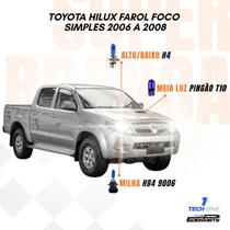 Kit Lâmpadas Super Brancas TechOne Toyota Hilux Foco Simples 2006 a 2008 com Brinde