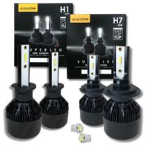 Kit Lâmpadas Super Led Farol Baixo Alto 6000k 12v H7 H1 T10