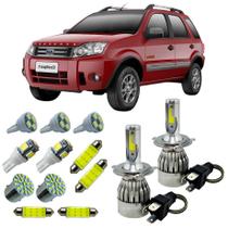 Kit Lâmpadas Super Led H4 Farol Alto Baixo Ford Ecosport Leds Teto Placa Ré Farolete