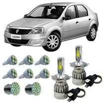 Kit Lâmpadas Super Led H4 Renault Logan 2007 a 2012 Com Kit Led Interno Externo