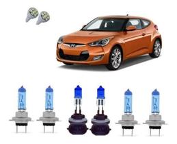 Kit Lampadas Veloster 2 H7 + 1 H27 Super Branca 8500K + Led