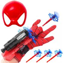 Kit Lança Teia Aranha Luva Lançadora de Dardos com Máscara Infantil do Spider