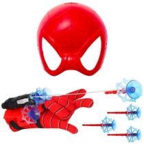 Kit Lança Teia Aranha Luva Lançadora de Dardos com Máscara Infantil do Spider