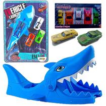 kit Lançador de carros Tubarão + 5 carrinhos extra Brinquedo