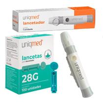 Kit lancetador + 200un lancetas 28g - uniqmed