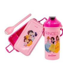 Kit Lanche Box Princesas Disney Lancheira 620mL + Garrafinha 500mL Zona Criativa Marmita Infantil Original