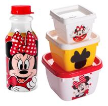 Kit Lanche Escola Minnie Vermelha Infantil Potes e Garrafa