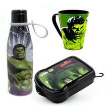 Kit Lanche Escolar Garrafa Infantil Abre Facil Caneca 360ml e Sanduicheira