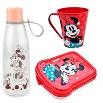 Kit Lanche Escolar Garrafa Infantil Abre Facil Caneca 360ml e Sanduicheira