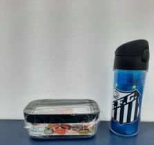 Kit Lanche Escolar Garrafa Santos Oficial Com Canudo De Silicone