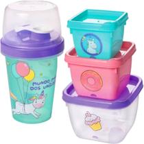 Kit Lanche Escolar Infantil Unicórnio C/ Garrafinha 320ml Kit Lanche Escolar Infantil Unicórnio C/ Garrafinha 320ml
