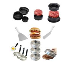 Kit Lanche Espátulas Abafador P/Hamburguer Modelador de Ovo Modelador de Hamburguer 3x1