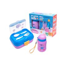 Kit Lanche Fundo do Mar Garrafa 500ML Marmita Talheres - Leo&leo Kit Lanche Fundo do Mar Garrafa 500ML Marmita Talheres - Leo&leo