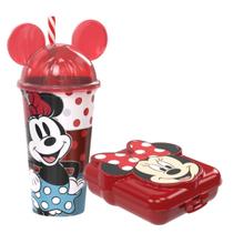 Kit Lanche Minnie Disney Copo Tampa e Canudo 500ml e Sanduicheira - Plasútil Kit Lanche Minnie Disney Copo Tampa e Canudo 500ml e Sanduicheira - Plasútil