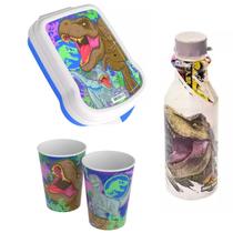 Kit Lanche Pote Dinossauro Porta Sanduíche Sanduicheira Garrafinha Copo
