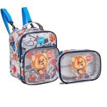 Kit Lancheira e Estojo Infantil Bolso Transparente