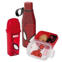 Kit Lancheira Escolar 3 Peças Plasutil Garrafa Sanduicheira Pote Marmita Infantil Case Dental