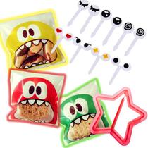 Kit Lancheira Escolar Infantil Garfinho Saquinhos Forma Star