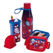 Kit Lancheira Escolar Plasutil Garrafa Sanduicheira Pote Marmita Infantil Case Dental 3 Peças