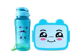 Kit Lancheira Infantil Com Garrafa E Talher Azul - Nunestar Kit Lancheira Infantil Com Garrafa E Talher Azul - Nunestar