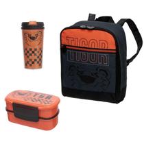 Kit Lancheira Marmita Com Divisórias Talher Copo Com Tampa 300 ml Tigor T Tigre Original Urban Fun