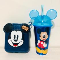 Kit Lancheira Mickey Mouse Disney Copo Com Canudo E Orelha