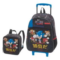 Kit Lancheira + Mochila Rodinha Sonic Go Fast - Pacific