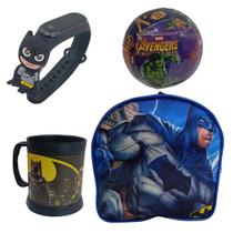 Kit Lancheira Relogio Infantil Digital Led Data Hora Caneca E Bola Do Batmam DC Kit Lancheira Relogio Infantil Digital Led Data Hora Caneca E Bola Do Batmam DC