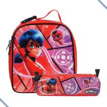 Kit Lancheira Térmica Com Estojo Escolar Ladybug Miraculous