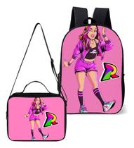 Kit Lancheira Termica E Mochila Escolar Tema Youtubers Rosas Lançamento
