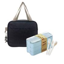 Kit Lancheira Térmica e Pote Marmita 900ml 3 Camadas Azul Lancheira Fitness Trabalho Escola Almoço Kit Lancheira Térmica e Pote Marmita 900ml 3 Camadas Azul Lancheira Fitness Trabalho Escola Almoço