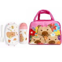 Kit Lancheira Térmica Escolar Infantil + Marmita Com Garrafinha Capivara - Kit Lancheira Térmica Escolar Infantil + Marmita Com Garrafinha Capivara -