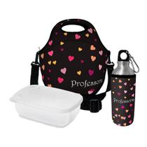 Kit Lancheira Térmica + Pote Marmita + Squeeze de Alumínio ISOPRENE Professora Corações Kit Lancheira Térmica + Pote Marmita + Squeeze de Alumínio ISOPRENE Professora Corações