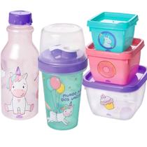 Kit Lancheirinha Infantil Unicórnio Lanche Alimentação Kit Lancheirinha Infantil Unicórnio Lanche Alimentação