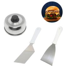 Kit Lanches Hambúrguer Abafador + 2 Espátulas Curva E Reta