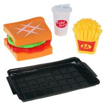Kit Lanchinho 4 Peças Lanche Batata Frita Refrigerante Pratinho Brinquedo Fast Food Infantil