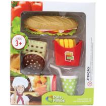 Kit lanchinho comidinha fast food com doce 6 peças - pais e filhos