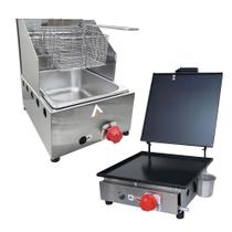 Kit Lanchonete Chapa 30cm com Prensa e Fritadeira Profissional 1 Cuba Alcamar Kit Lanchonete Chapa 30cm com Prensa e Fritadeira Profissional 1 Cuba Alcamar