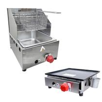 Kit Lanchonete Chapa 30cm e Fritadeira Profissional 1 Cuba Alcamar Kit Lanchonete Chapa 30cm e Fritadeira Profissional 1 Cuba Alcamar