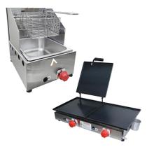 Kit Lanchonete Chapa 60cm com Prensa e Fritadeira Profissional 1 Cuba Alcamar Kit Lanchonete Chapa 60cm com Prensa e Fritadeira Profissional 1 Cuba Alcamar