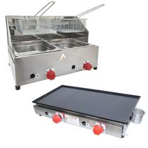 Kit Lanchonete Chapa 60cm e Fritadeira Profissinal 2 Cubas Alcamar Kit Lanchonete Chapa 60cm e Fritadeira Profissinal 2 Cubas Alcamar